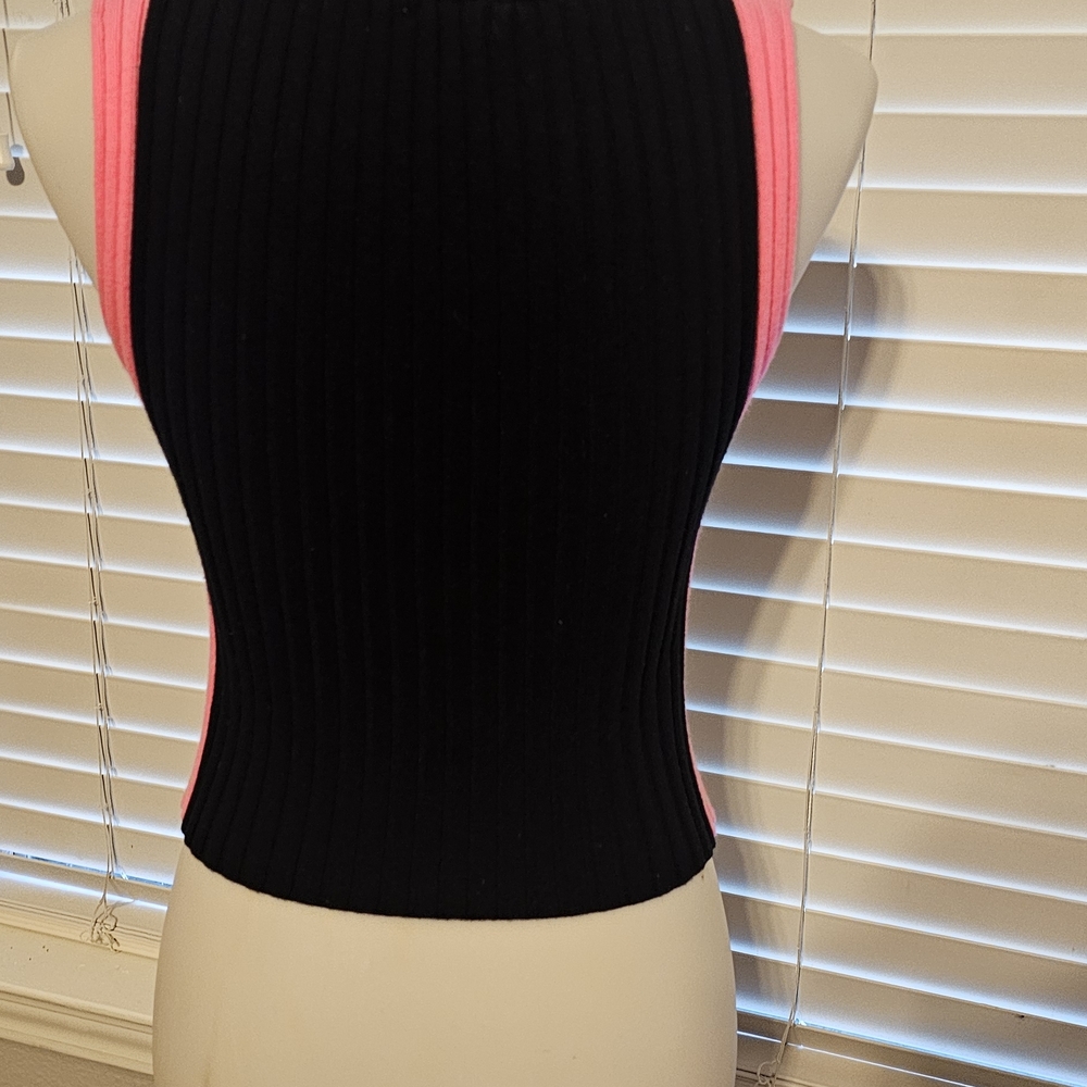 Debut Black and Pink Ribbed Tank Top